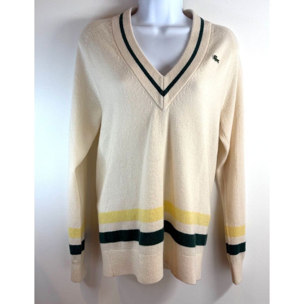 NWT Authentic Lacoste Sport Cashmere V Neck Sweater Size S